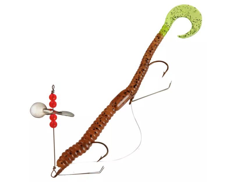Creme Pre-Rigged Curl Worm 6"